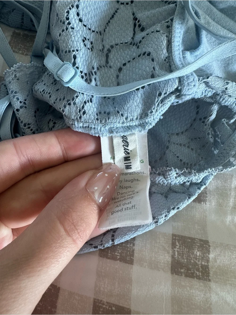 aerie Lace Bralette - Light Blue Floral Lace Halter Bralette